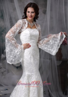 Lace Mermaid Long Sleeves Court Wedding Dress